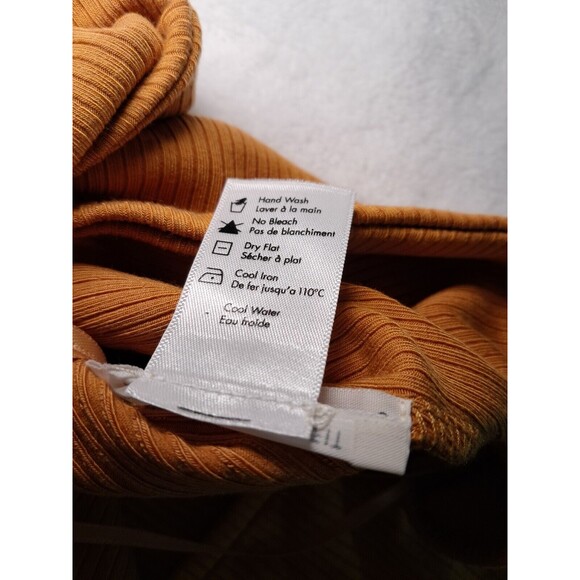 L*SPACE Scoop Neck Twist Front Rust Orange Side Slit Maxi Dress Rib Knit Size M - Picture 9 of 9